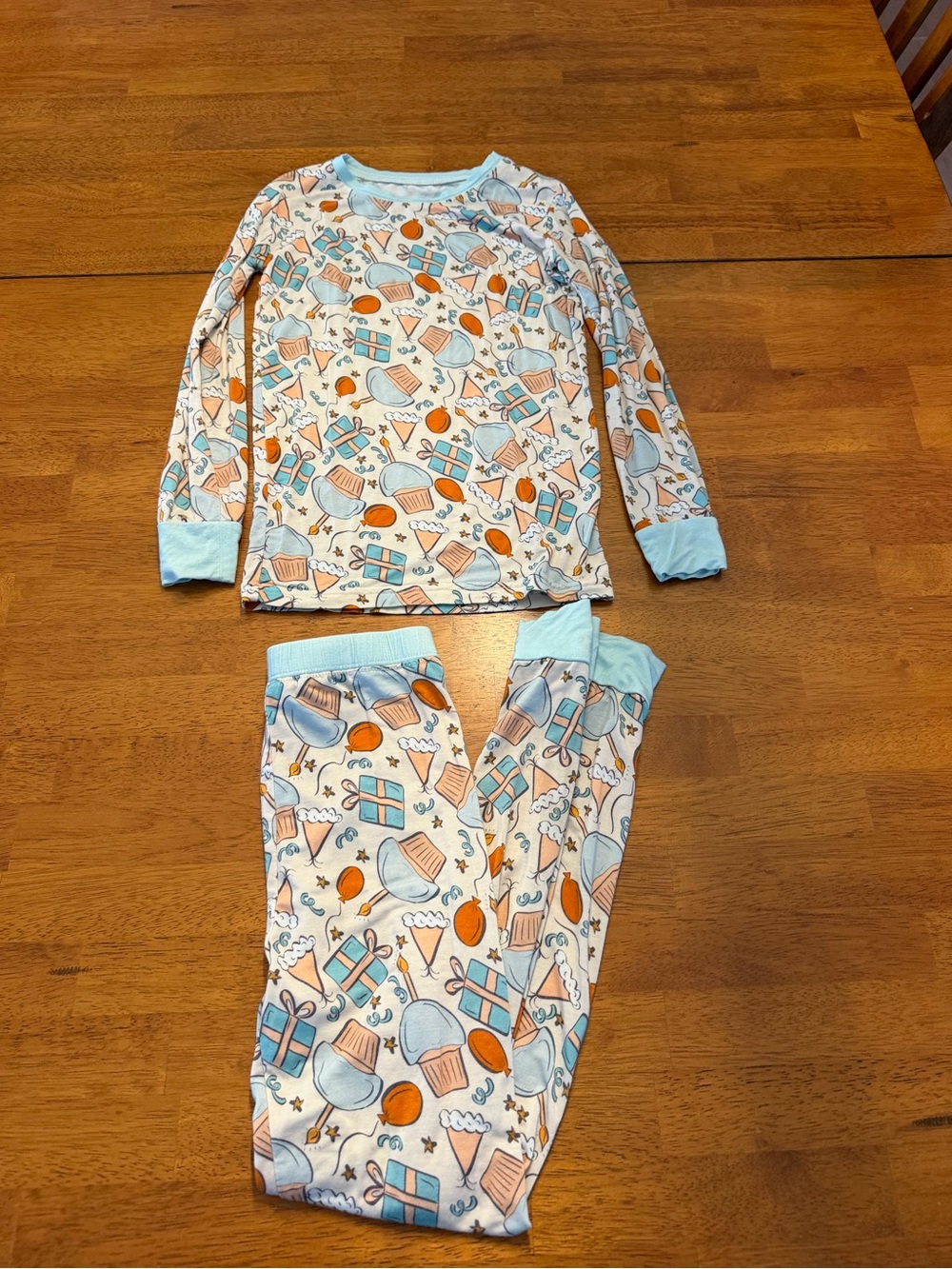 Little One Shop 6/7 Blue Birthday Bamboo Long Sleeve Pajamas
